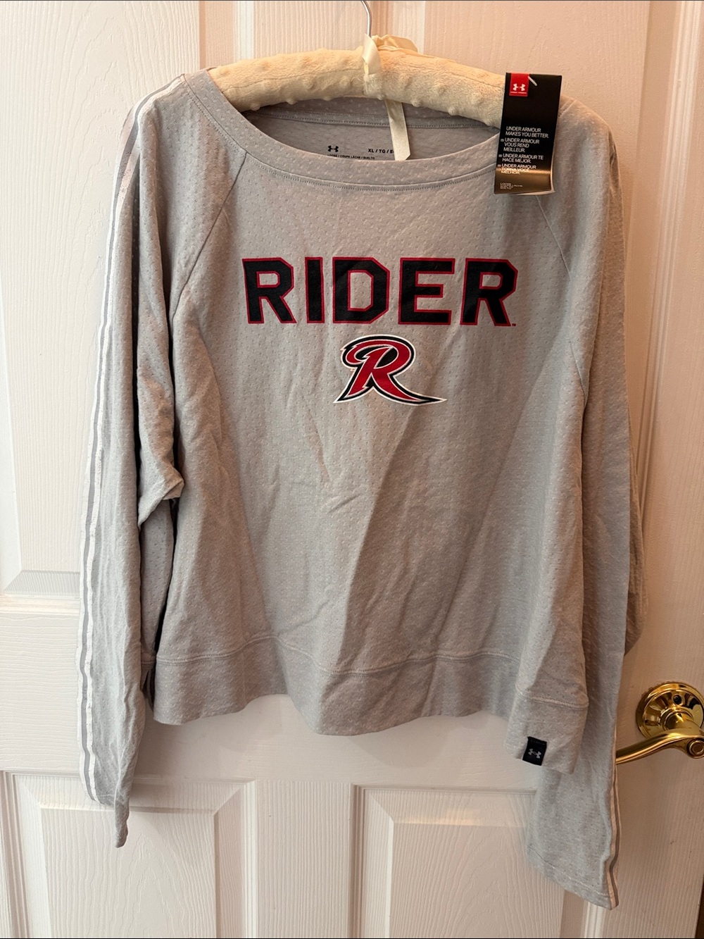 Under Armour Light Gray "Rider" Crewneck Sweatshirt with Red Logo